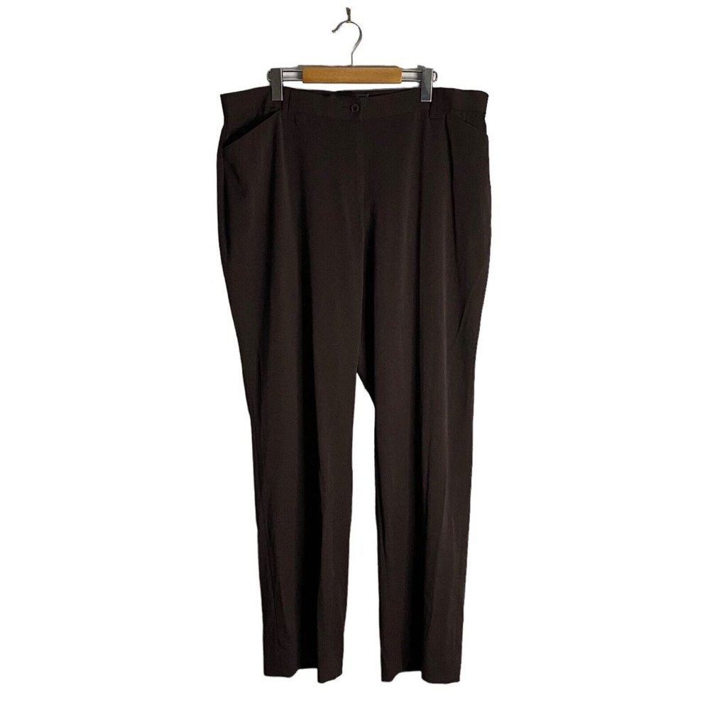 Addition Elle Women's Brown Straight Shaped Dress Pants